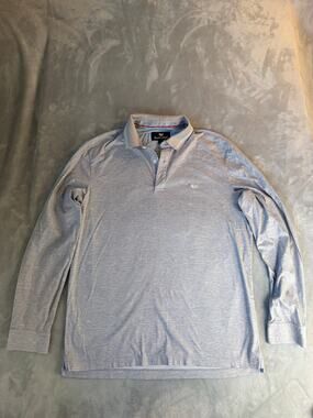 Buttercloth Grey Heather Long Sleeve Polo Shirt Men's Size L 100% Cotton